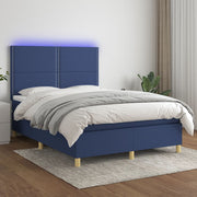 Boxspring met matras 140x200 cm blauw LED