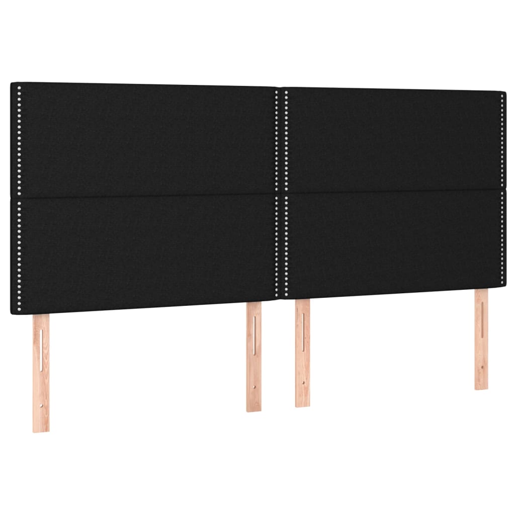 Boxspring Met Matras En Led Stof Zwart 160 x 200 cm Effen met spijkers