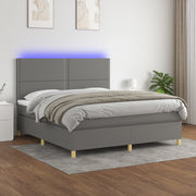 Boxspring met matras en LED 180x200 cm donkergrijs