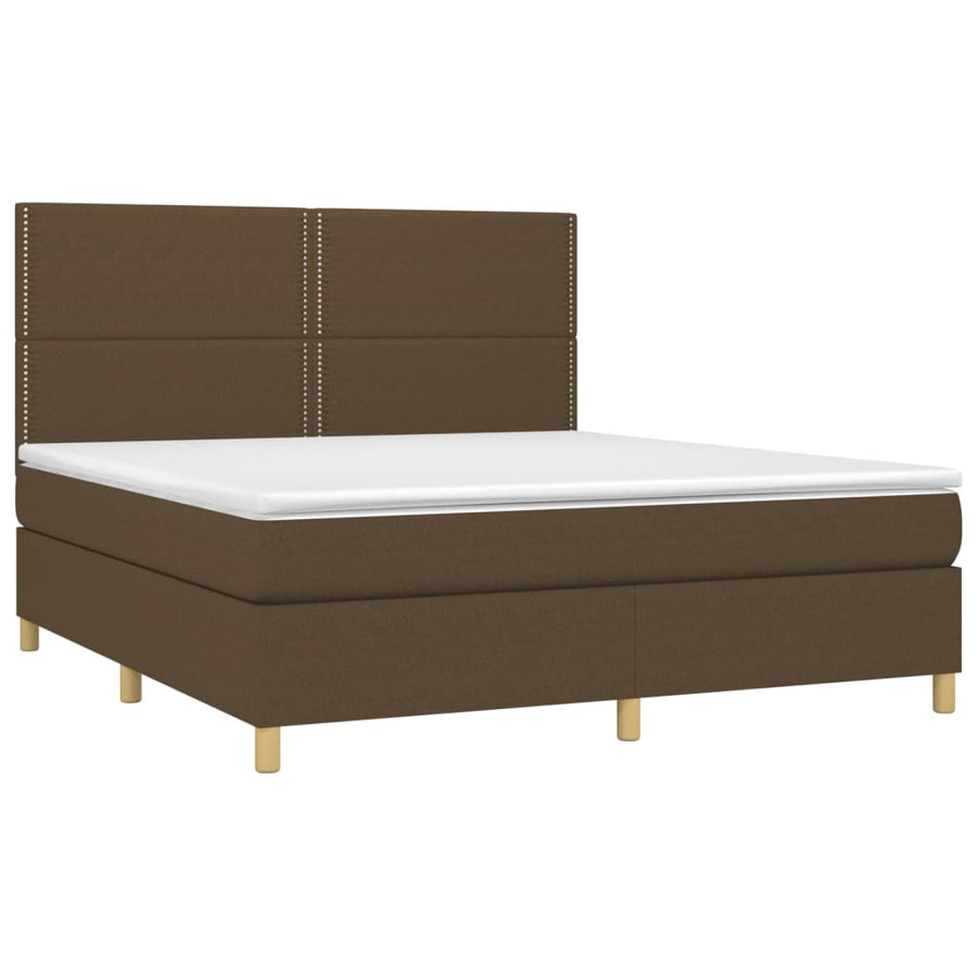 Boxspring Met Matras En Led Stof 180 x 200 cm Donkerbruin