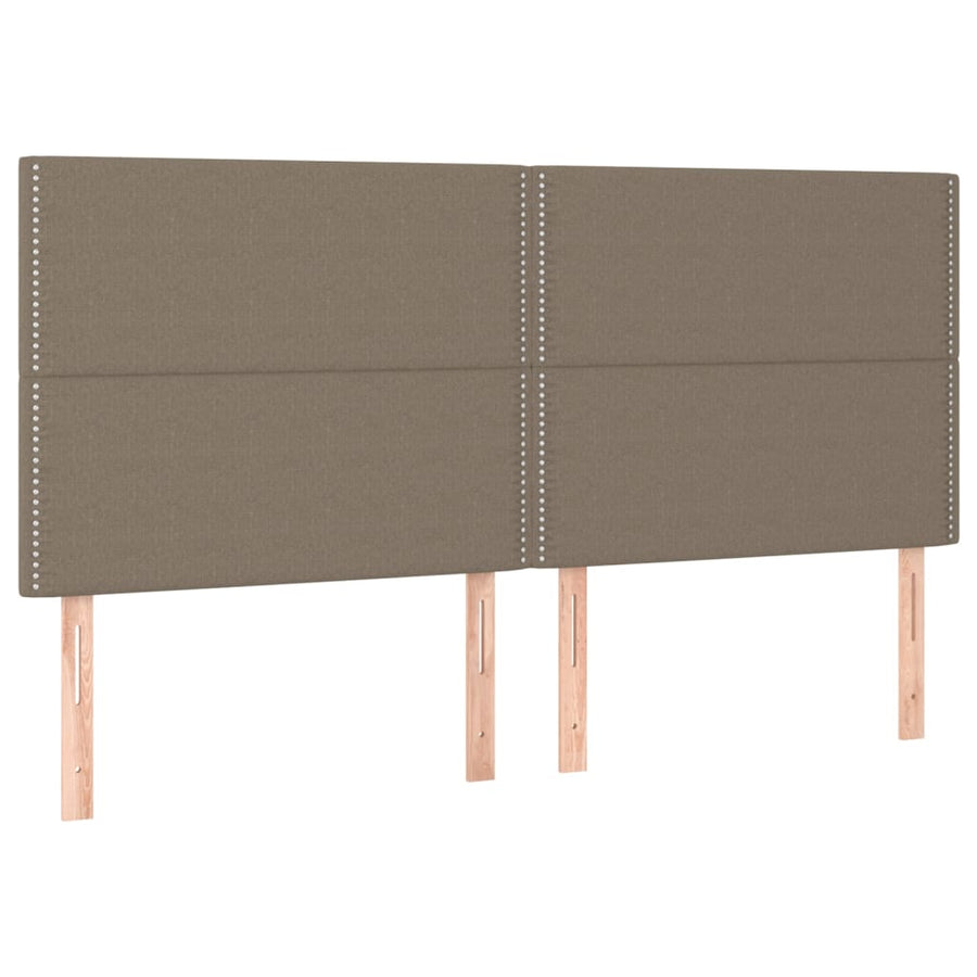Boxspring Met Matras En Led Stof Taupe 180 x 200 cm Effen met spijkers