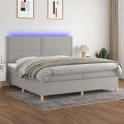 Boxspring 200x200 cm lichtgrijs met matras en LED