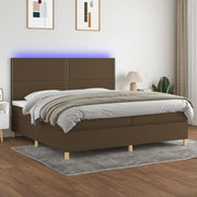 Boxspring 200x200 cm donkerbruin met matras en LED