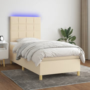 Boxspring 80x200 cm crème met matras en LED