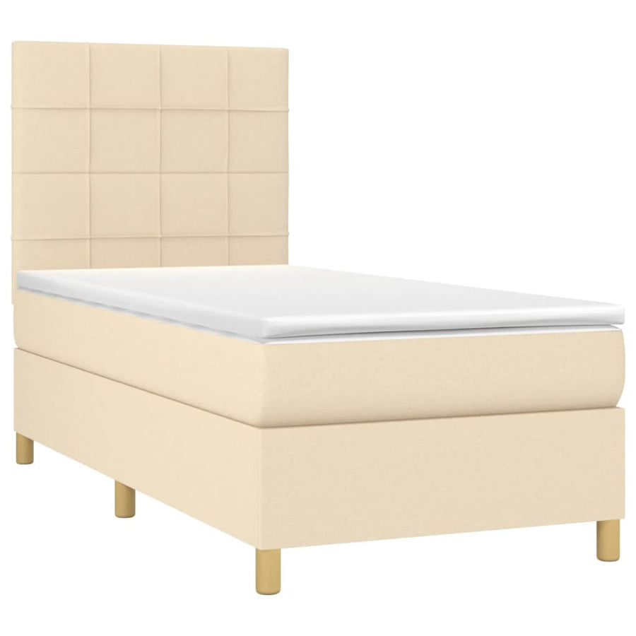 Boxspring met matras en LED stof crèmekleurig 90x190 cm 90 x 190 cm Crème