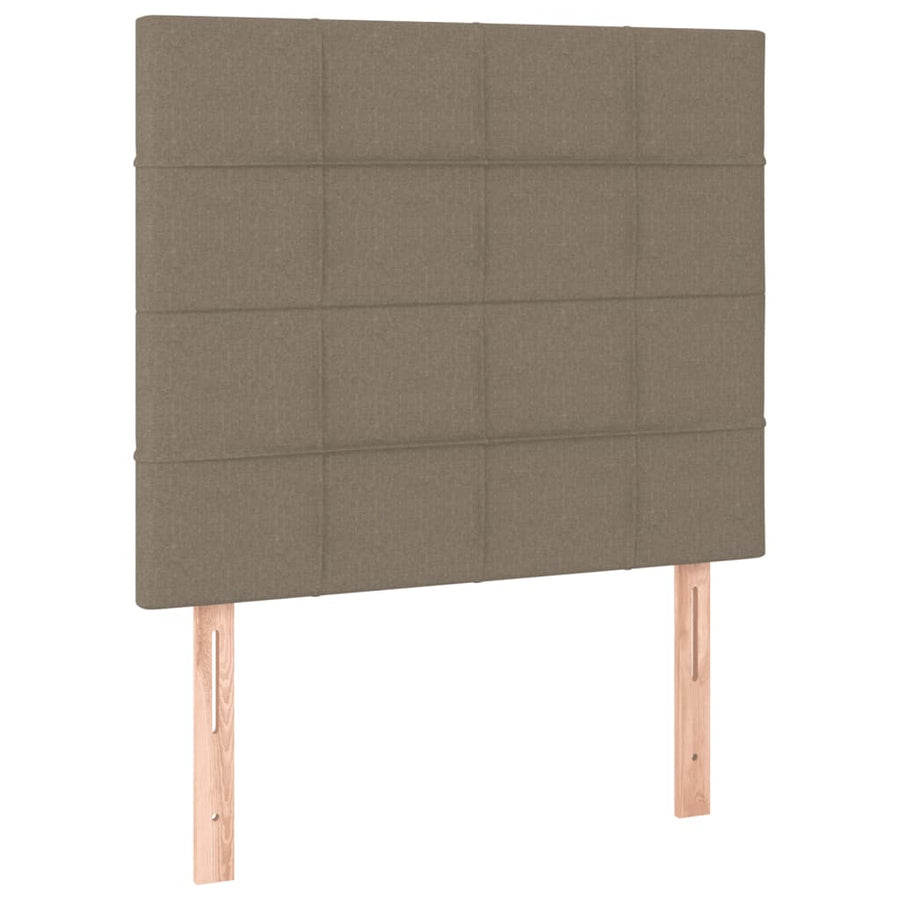 Boxspring Met Matras En Led Stof 80X200 Cm Taupe 90 x 200 cm Blok met vierkanten