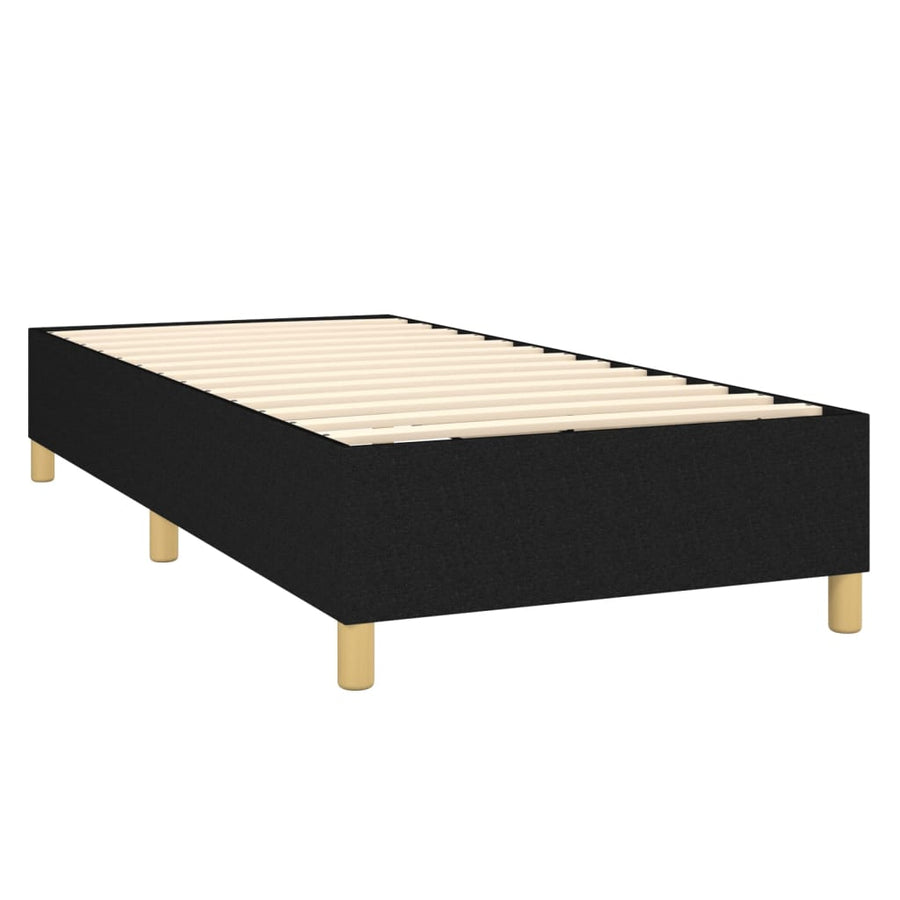 Boxspring Met Matras En Led Stof Zwart 100 x 200 cm Blok met vierkanten