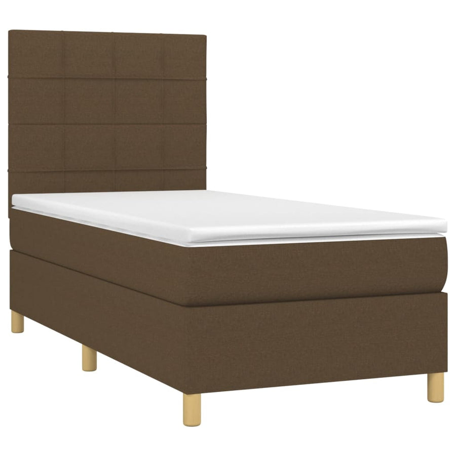 Boxspring met matras en LED stof donkerbruin 100x200 cm 100 x 200 cm Donkerbruin