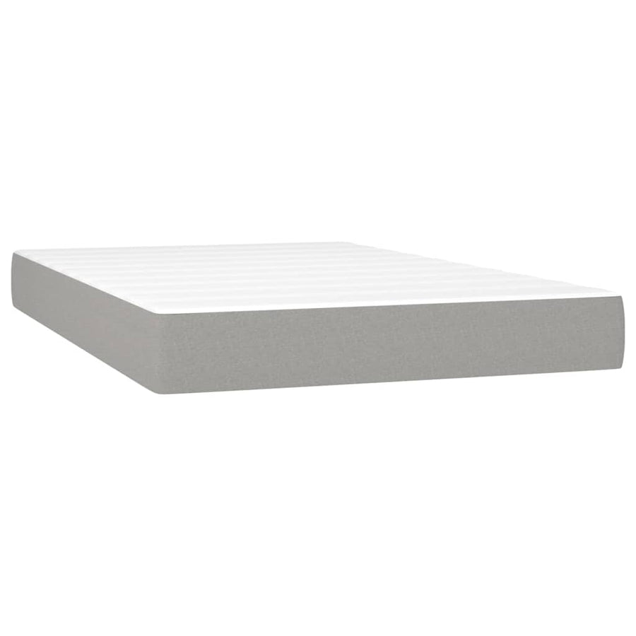 Boxspring Met Matras En Led Stof Lichtgrijs 120 x 200 cm Blok met vierkanten