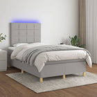 Box spring with mattress and LED fabric light grey 120x200 cm