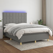 Boxspring 140x190 cm donkergrijs met matras en LED