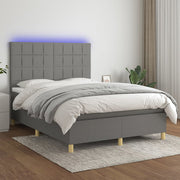 Boxspring 140x200 cm donkergrijs met matras en LED