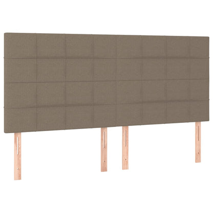 Boxspring Met Matras En Led Stof Taupe 160 x 200 cm Blok met vierkanten