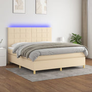 Boxspring met matras LED 160x200 cm crème