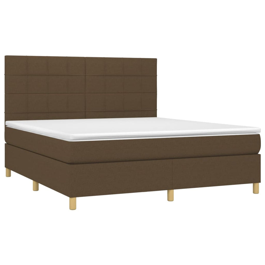 Boxspring Met Matras En Led Stof 180 x 200 cm Donkerbruin