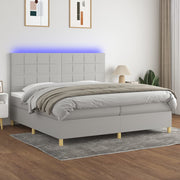 Boxspring met matras en LED 200x200 cm lichtgrijs