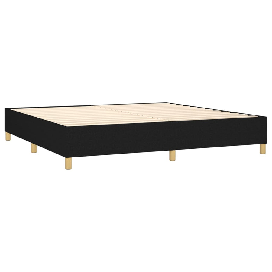 Boxspring Met Matras En Led Stof Zwart 200 x 200 cm Blok met vierkanten