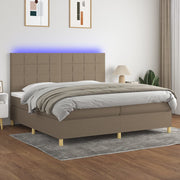Boxspring met matras en LED 200x200 cm taupe