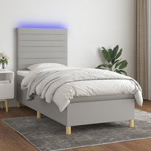 Boxspring Met Matras En Led Stof Lichtgrijs 80 x 200 cm Horizontale strepen