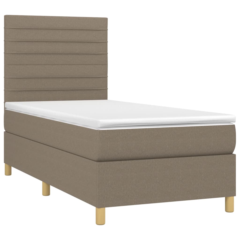 Boxspring Met Matras En Led Stof Taupe 80 x 200 cm Horizontale strepen