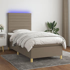 Boxspring Met Matras En Led Stof Taupe 80 x 200 cm Horizontale strepen