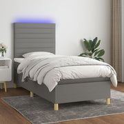 Boxspring met matras en LED 90x190 cm donkergrijs