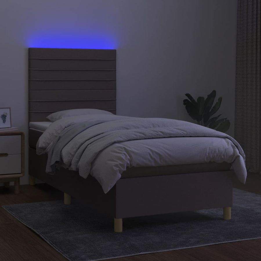 Boxspring met matras en LED stof taupe 90x190 cm 90 x 190 cm Taupe