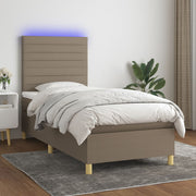 Boxspring 90x190 cm taupe met matras en LED