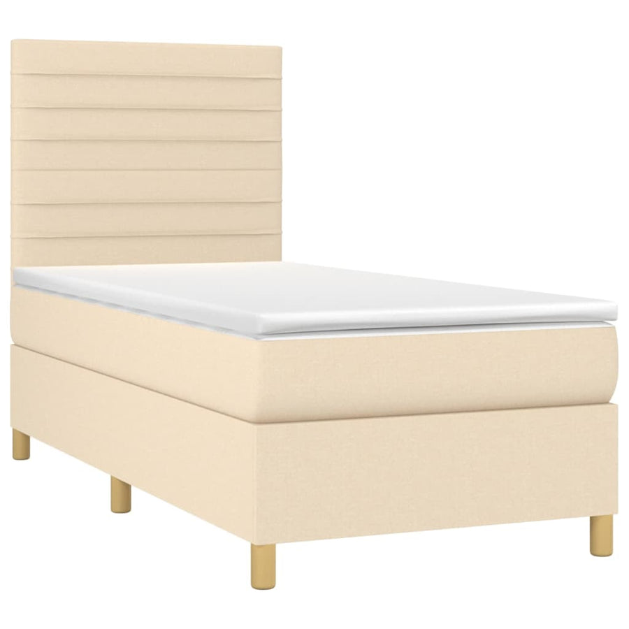 Boxspring met matras en LED stof crèmekleurig 90x190 cm 90 x 190 cm Crème