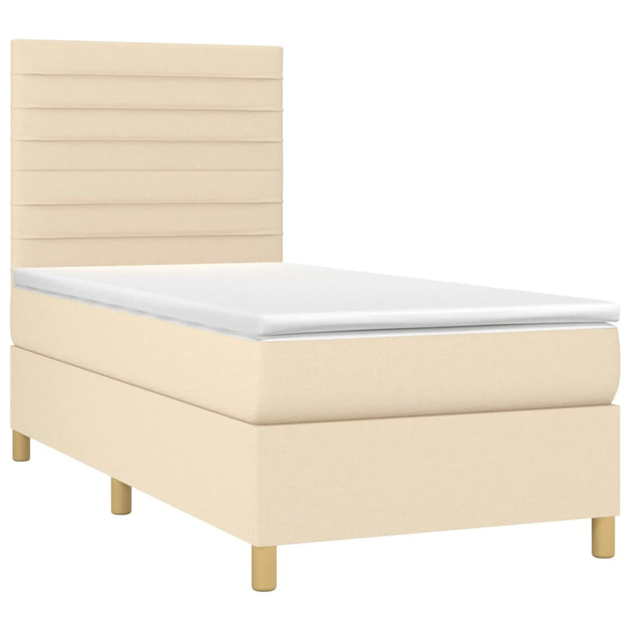 Boxspring met matras en LED stof crèmekleurig 80x200 cm 90 x 200 cm Horizontale strepen