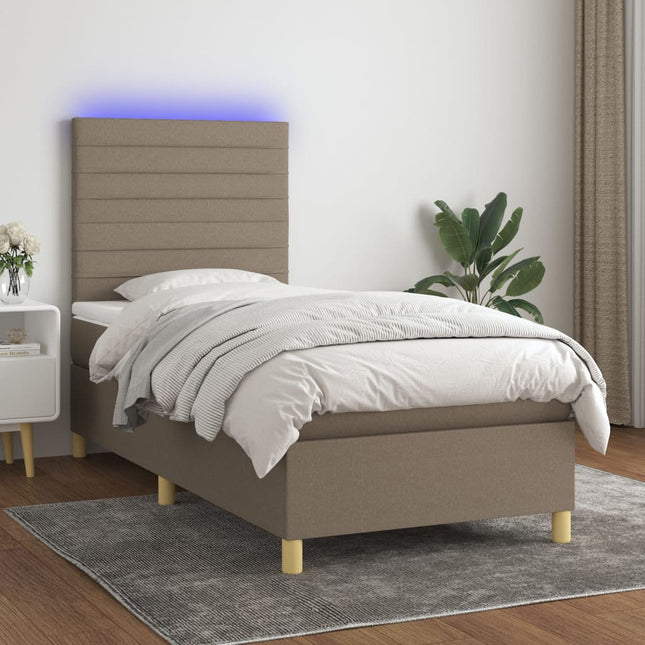 Boxspring met matras en LED stof taupe 100x200 cm 100 x 200 cm Taupe