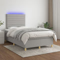 Boxspring met matras en LED stof lichtgrijs 120x200 cm