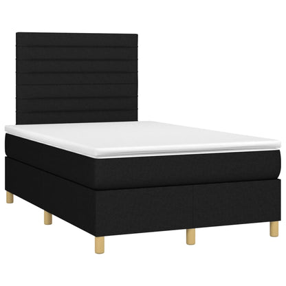 Boxspring Met Matras En Led Stof Zwart 120 x 200 cm Horizontale strepen