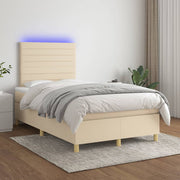 Boxspring 120x200 cm crème met matras en LED