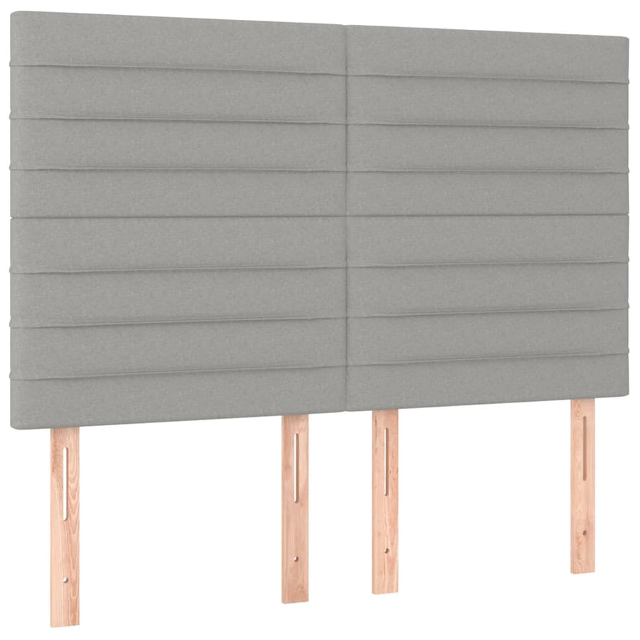 Boxspring Met Matras En Led Stof Lichtgrijs 140 x 190 cm Horizontale strepen