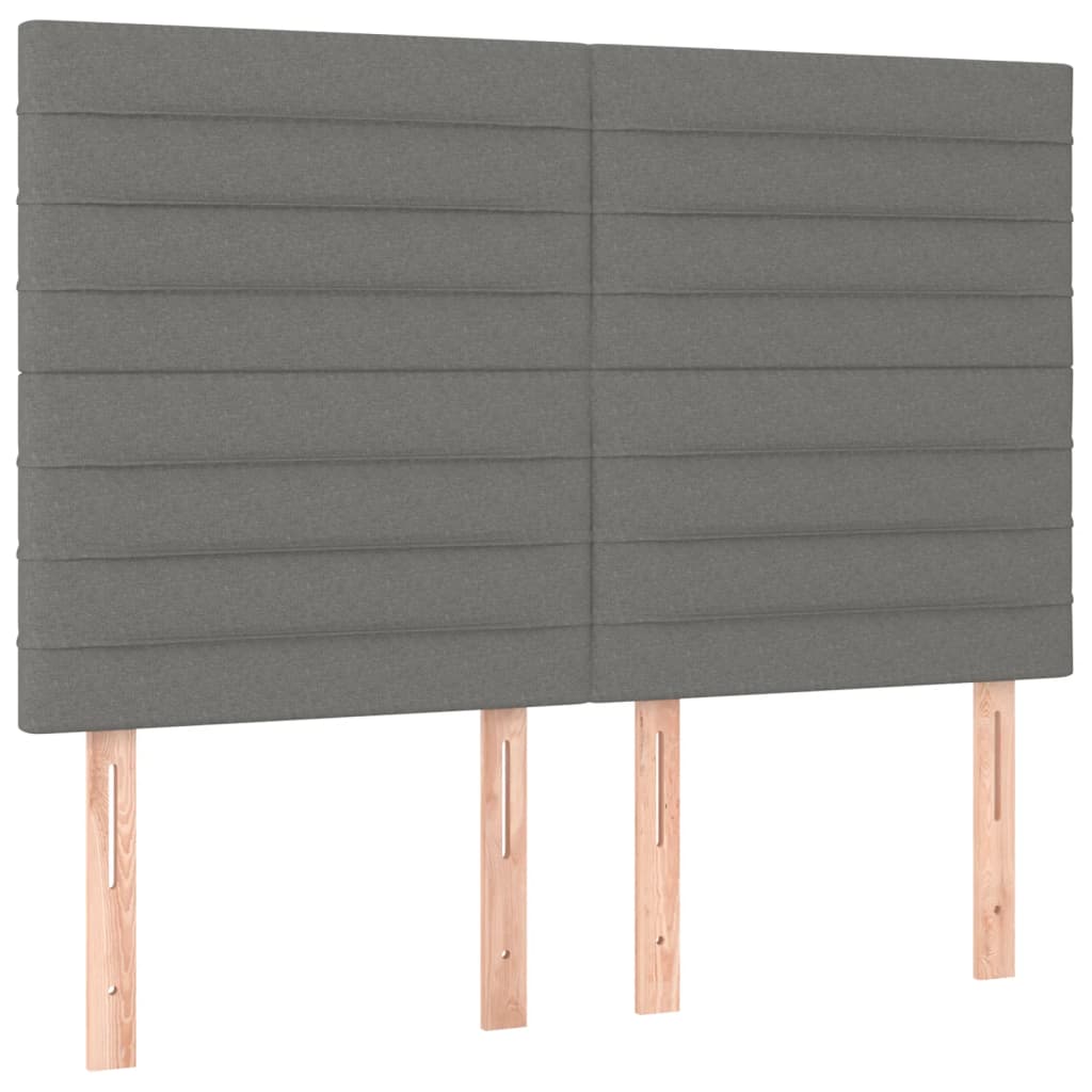 Boxspring Met Matras En Led Stof Donkergrijs 140 x 190 cm Horizontale strepen