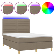 Boxspring met matras en LED stof taupe 140x190 cm 140 x 190 cm Taupe