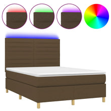 Boxspring met matras en LED stof donkerbruin 140x200 cm 140 x 200 cm Horizontale strepen
