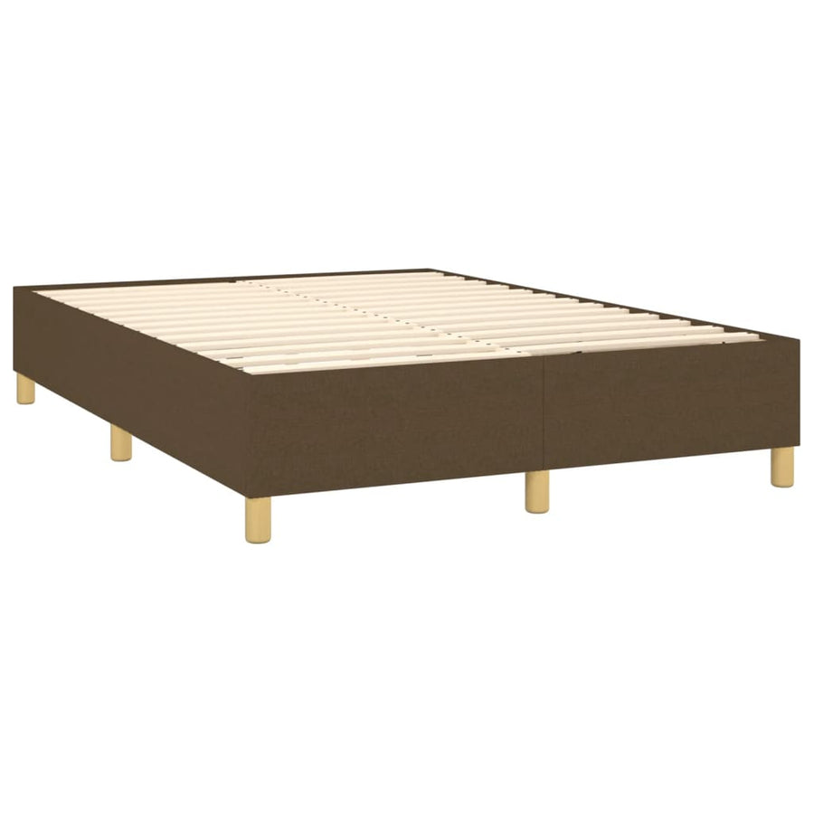 Boxspring met matras en LED stof donkerbruin 140x200 cm 140 x 200 cm Horizontale strepen