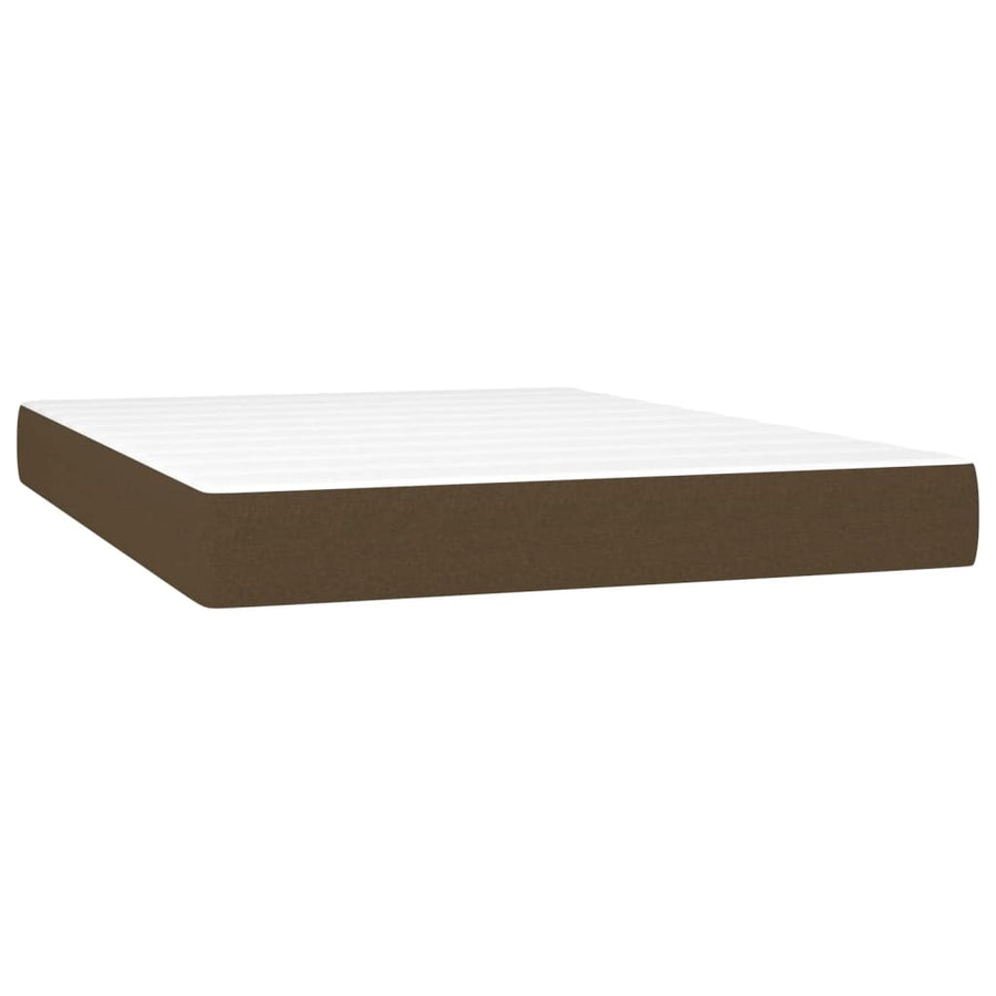 Boxspring met matras en LED stof donkerbruin 140x200 cm 140 x 200 cm Horizontale strepen