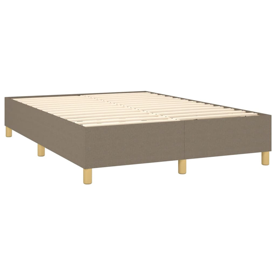 Boxspring met matras en LED stof taupe 140x200 cm 140 x 200 cm Horizontale strepen