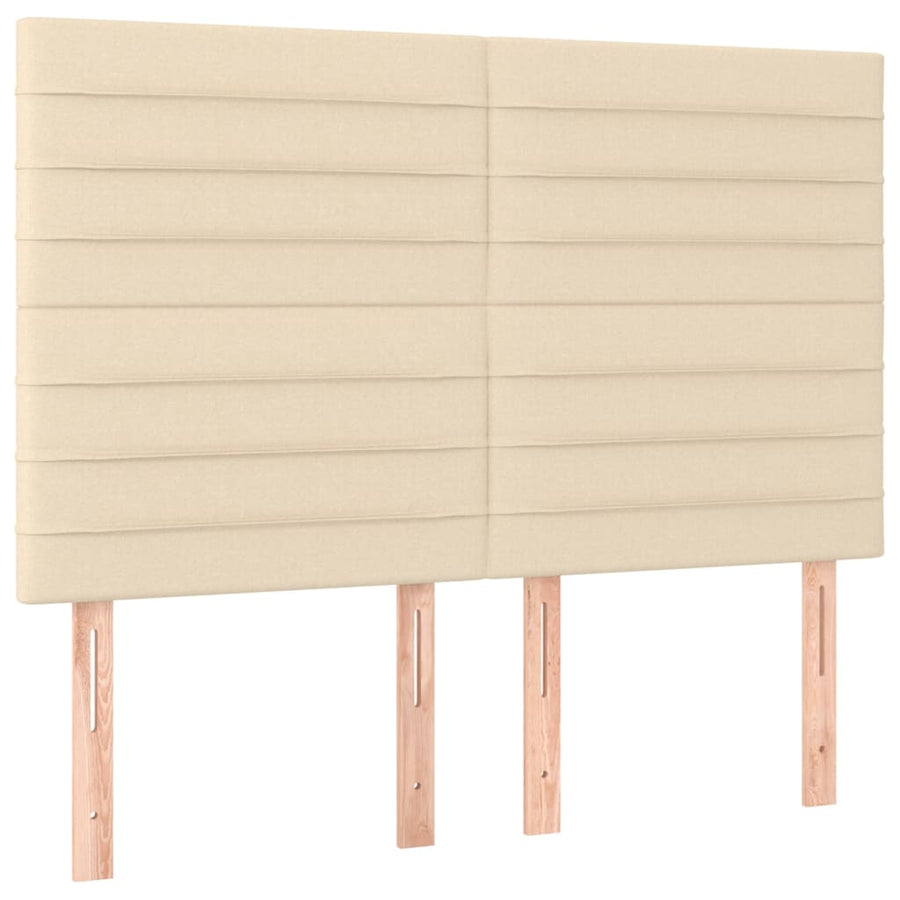 Boxspring met matras en LED stof crèmekleurig 140x200 cm 140 x 200 cm Horizontale strepen