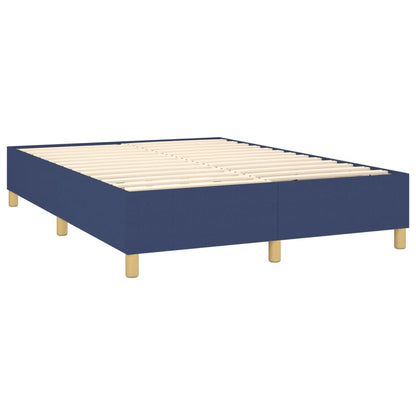Boxspring Met Matras En Led Stof Blauw 140 x 200 cm Horizontale strepen
