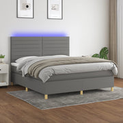 Boxspring met matras 160x200 cm donkergrijs LED