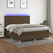 Boxspring 160x200 cm donkerbruin met matras en LED