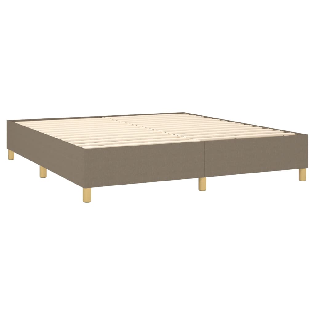 Boxspring Met Matras En Led Stof Taupe 160X200 Cm 160 x 200 cm Horizontale strepen