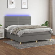 Boxspring 180x200 cm donkergrijs met matras en LED