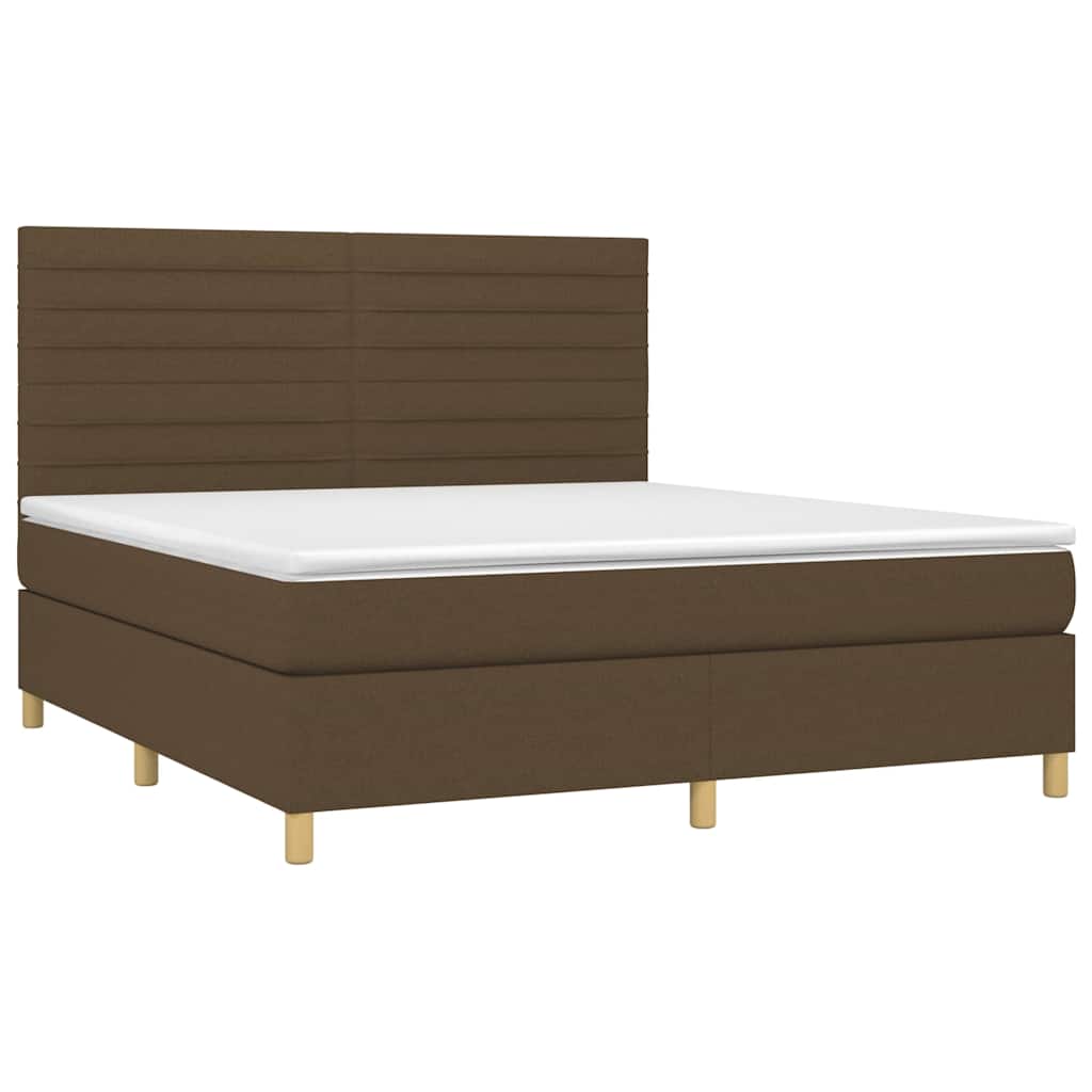 Boxspring Met Matras En Led Stof 180 x 200 cm Donkerbruin