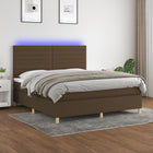 Boxspring Met Matras En Led Stof Donkerbruin 180 x 200 cm Horizontale strepen