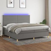 Boxspring 200x200 cm donkergrijs met matras en LED